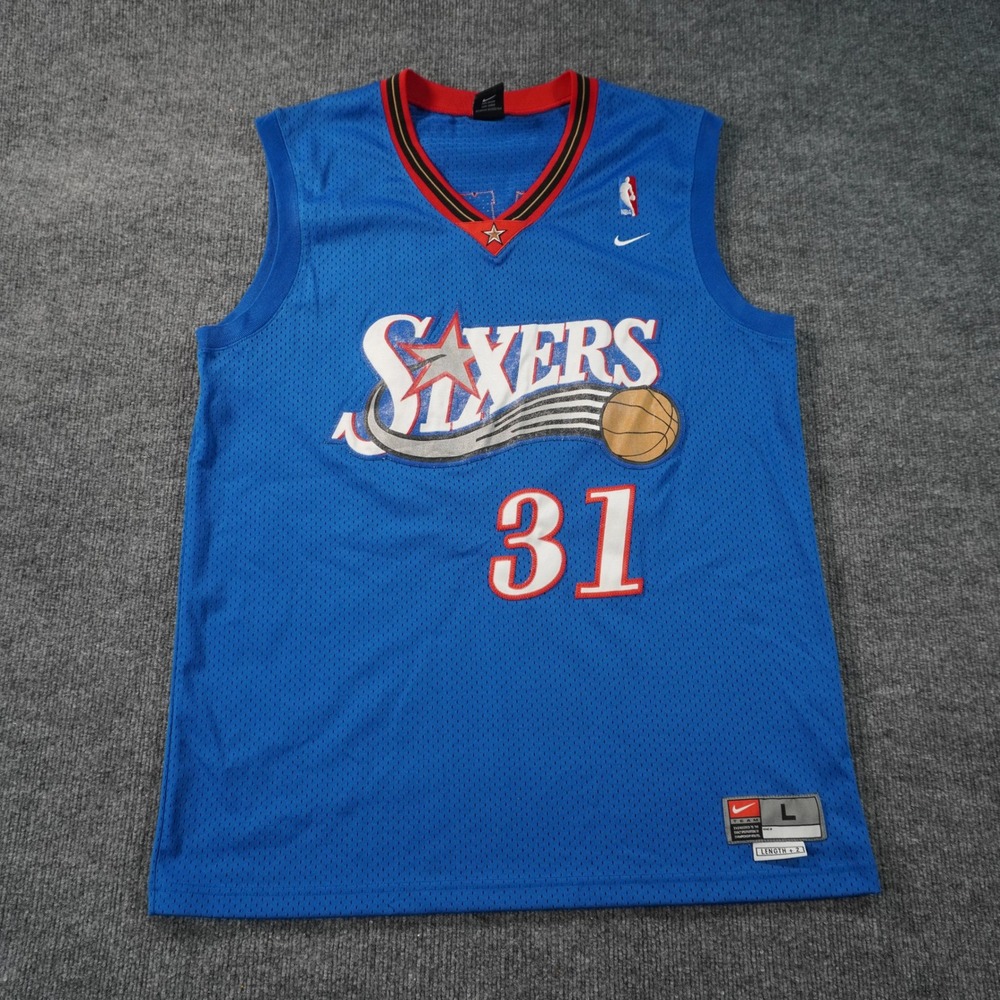 Nike Philadelphia 76ers Jersey Mens Large Blue Glenn Robinson 31 NBA Length +2